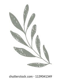 Green branch vector illustration. Flora.