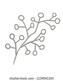 Green branch vector illustration. Flora.