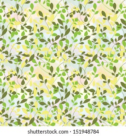 Green branches of plants in the seamless pattern