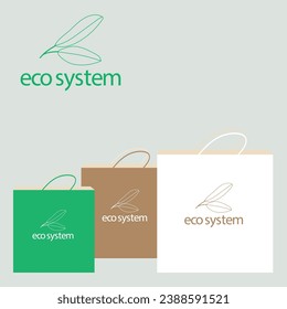 Green brand logo with three colors including green, white and natural, or unbleached color of kraft paper.