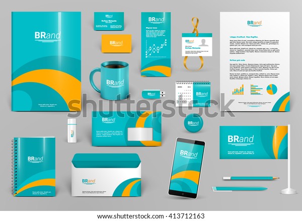 Download Green Branding Design Kit Corporate Identity Stock Vector Royalty Free 413712163 PSD Mockup Templates