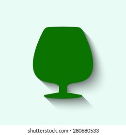 Green brandy glass with shadow