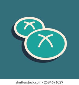 Green Bread loaf icon isolated on green background. Long shadow style. Vector