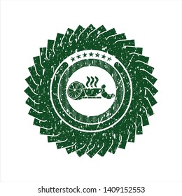 Green breakfast  icon inside distressed rubber grunge seal