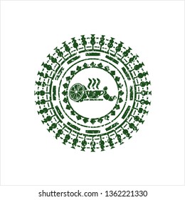 Green breakfast  icon inside grunge style stamp