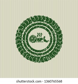 Green breakfast  icon inside rubber grunge seal
