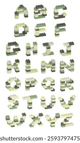 green brick alphabet 3D vector icon set. for design need, animation, game, apps, Ui Design, web design, presentation, flyer or poster, social media advertising, content creator, and other.