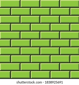 Green brick pattern pixel art. Vector picture.