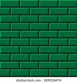 Green brick pattern pixel art. Vector picture.
