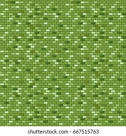 Green brick wall vector seamless pattern