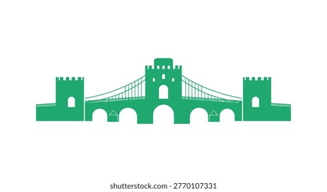 Green bridge with towers and arches
