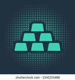 Green Briefcase icon isolated on blue background. Business case sign. Business portfolio. Abstract circle random dots. Vector Illustration