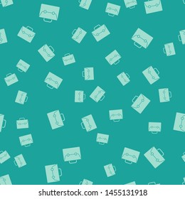 Green Briefcase icon isolated seamless pattern on green background. Business case sign. Business portfolio.  Vector Illustration