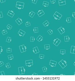 Green Briefcase icon isolated seamless pattern on green background. Business case sign. Business portfolio.   Vector Illustration