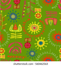green bright ethnic seamless patterns