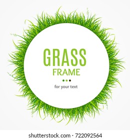 Green Bright Fresh Grass Round Frame for Design Banner Card Advertising and Marketing Concept. Vector illustration of Circle Border