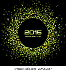 Green Bright New Year 2015 Background, vector illustration