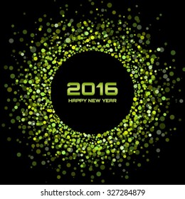Green Bright New Year 2016 Background, vector illustration