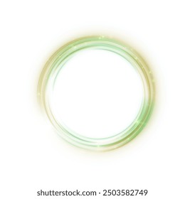 Grüner heller Ring Lichteffekt mit speziellem Lichteffekt und Platz für Text. Für Design- und Vektorgrafiken auf weißem Hintergrund PNG.