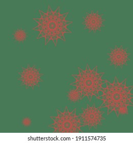 Green Bright Sharp Holiday New Year Sky Background. Papel tapiz caótico de Navidad de Santa Copas de Nieve. Color Stars Red Winter Mandala Fondo. Ornamento nocturno de impresión oscura esmeralda ornamental.
