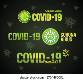 Green bright vector logo of the virus on a black background