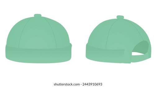 Green brim cap. vector illustration