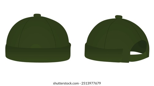 Green brim cap. vector illustration