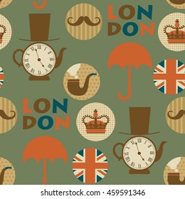 green british seamless pattern with teapot
