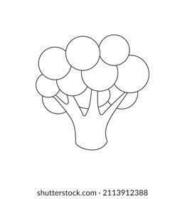 Green Broccoli to be colored, the coloring book for preschool kids with easy educational gaming level.