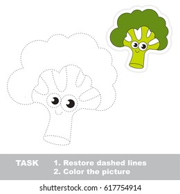 Green Broccoli. Dot to dot educational game for kids.