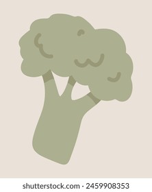 Green broccoli in flat design. Natural vegetable from farming garden. Vector illustration isolated.