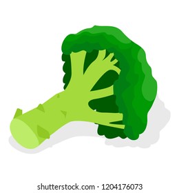 Green broccoli icon set. Isometric set of green broccoli vector icons for web design isolated on white background