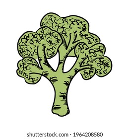 Green broccoli vegetable illustration isolated on white background. Vector illustration
