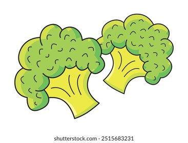 Verde brócolis vegetais isolados desenho animado doodle vetor ilustração
