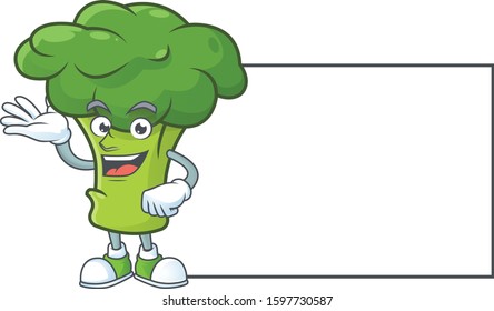 Green broccoli with whiteboard cartoon character style