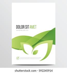 Green brochure or annual report cover design template. Vector illustration.