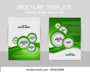 Green Brochure With Circles And Wave For Template Leaflet Booklet Design