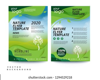 Green brochure design a4 template. Vector illustration - Vector