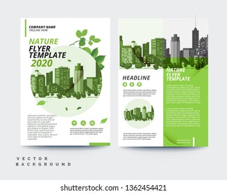 Green brochure design a4 template. Vector illustration - Vector