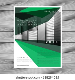 green brochure design with abstract geometric shape