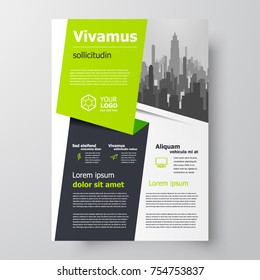 Green Brochure design template, business flyer cover, creative leaflet
