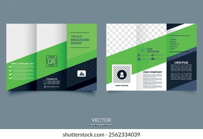 Green Brochure design, brochure template, creative tri-fold, trend cover