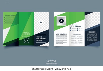 Green Brochure design, brochure template, creative tri-fold, trend cover. Print