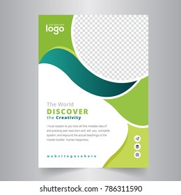 Green Brochure design template vector. Green abstract square cover book portfolio presentation poster in A4 layout. Flyers report business magazine.