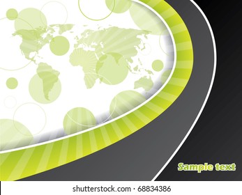 Green brochure design with world map