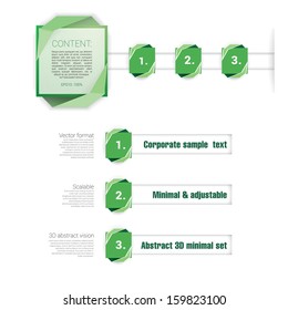 Green brochure edition of a scalable  abstract geometric minimal simple menu  composition brochure elements set for web, print or for universal use with rectangles, paper art origami ornaments 