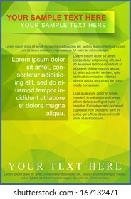 Green brochure or flyer template on triangle pattern