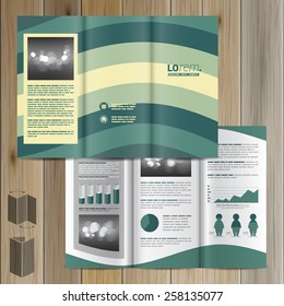 Green brochure template design with waves. Cover layout