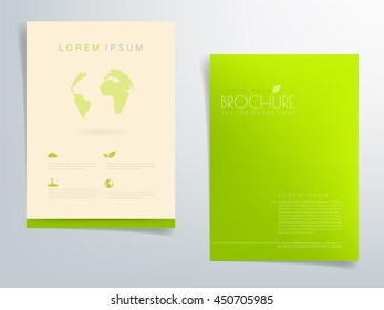 Green brochure template flyer background and header eco design with space for text and message in A4 size , Vector