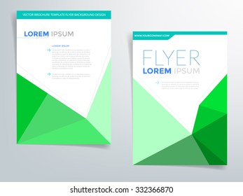 Green brochure template flyer design vector low polygon element with sample text for A4 size